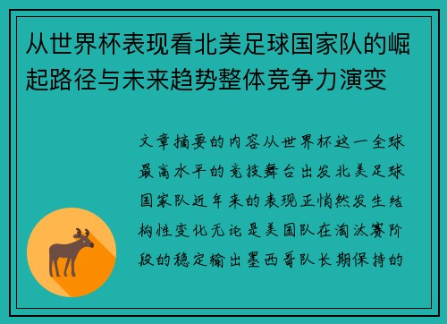 从世界杯表现看北美足球国家队的崛起路径与未来趋势整体竞争力演变 从世界杯表现看北美足球国家队的崛起路径与未来趋势整体竞争力演变